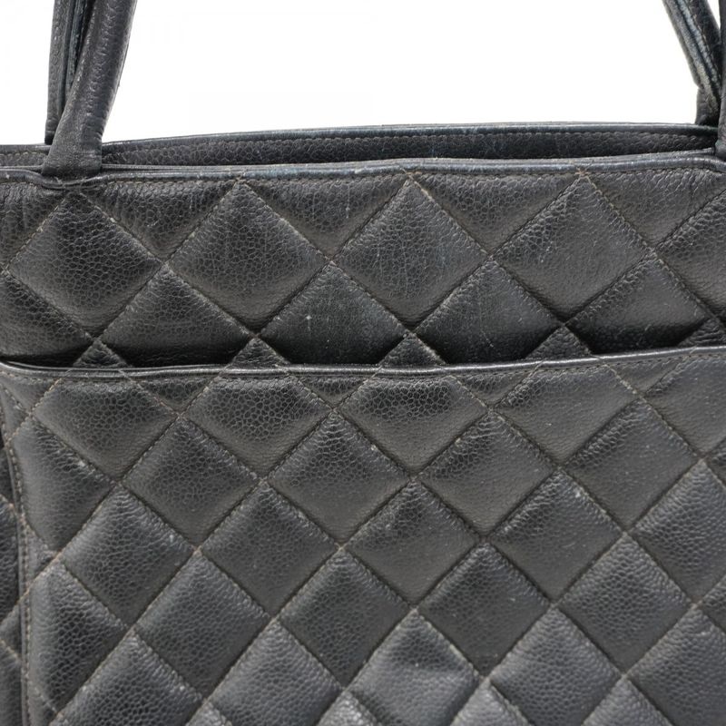 Chanel Tote Bag Revival Tote Caviar Skin Black Gold Hardware Women's