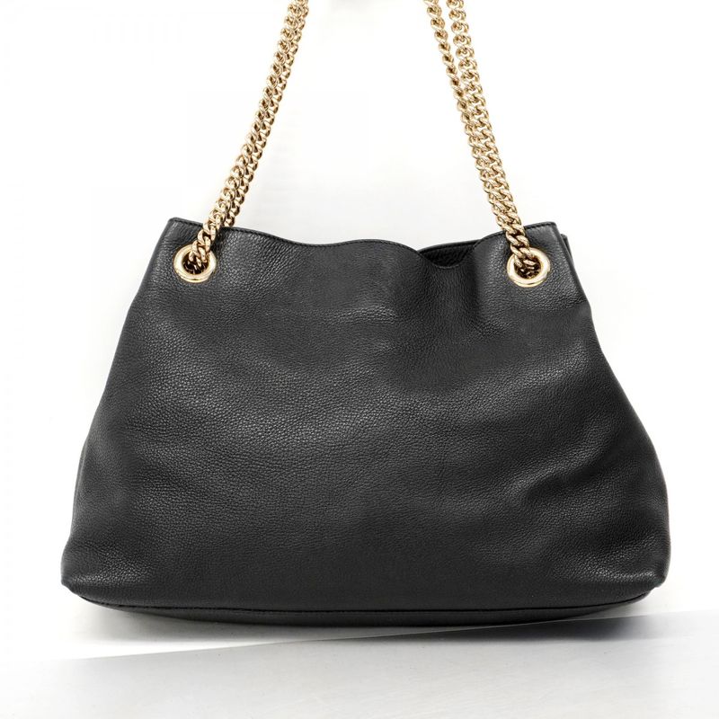 Gucci Shoulder Bag Soho 308982 Leather Black Chien Pan Gold Hardware Women