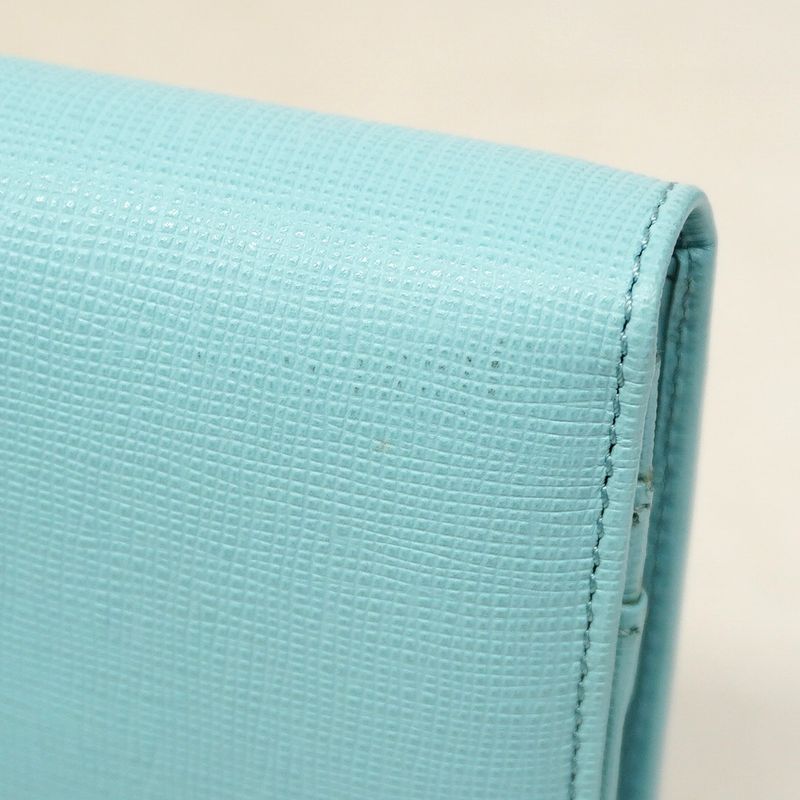 Fendi Long Wallet Leather Blue Gold Hardware Women