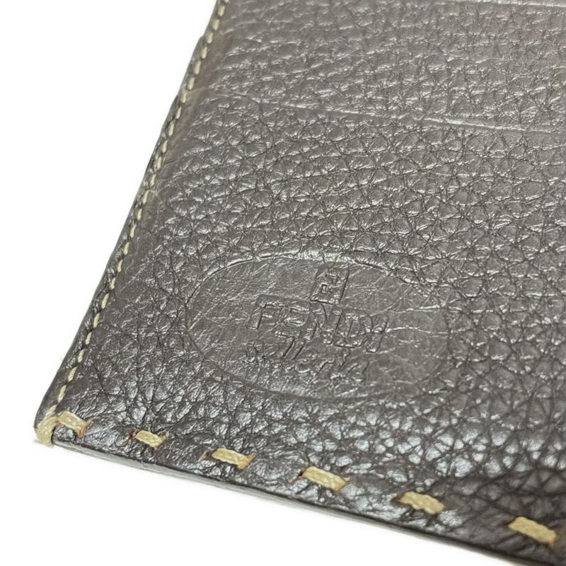Fendi Long Wallet Selleria 8m0144 Dark Brown Leather