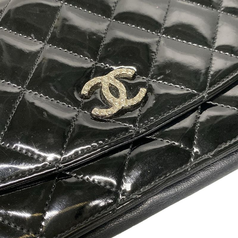 Chanel Wallet Matelasse / Brilliant A48692 Black Chain Wallet / Silver Hardware