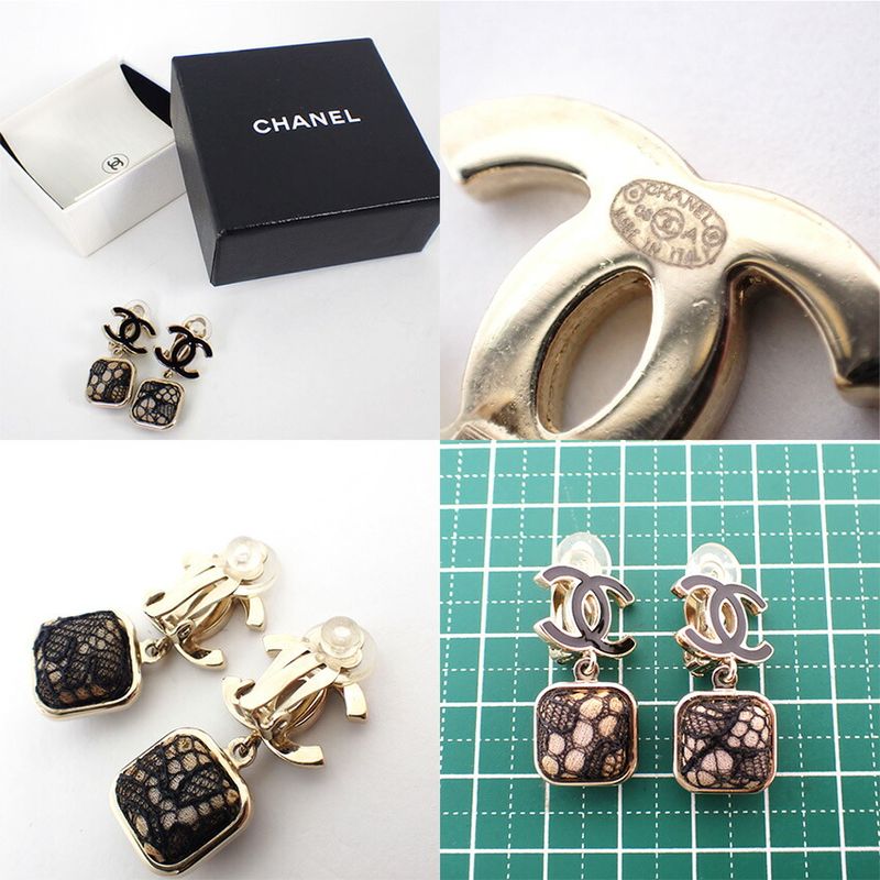 Chanel Coco Mark Lace Earrings //j36-2