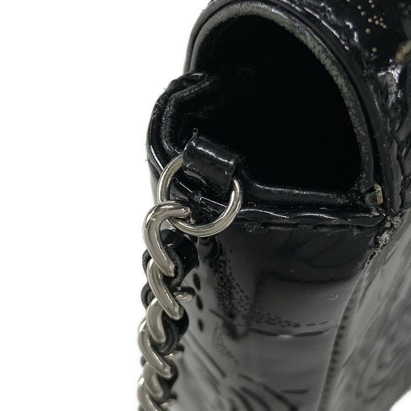 Chanel Shoulder Bag Camellia Black Laser Cut / Chain Shoulder / Silver Hardware