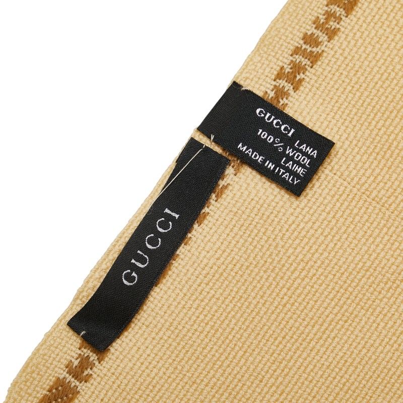 Gucci Logo Scarf Beige Wool Women's Gucci