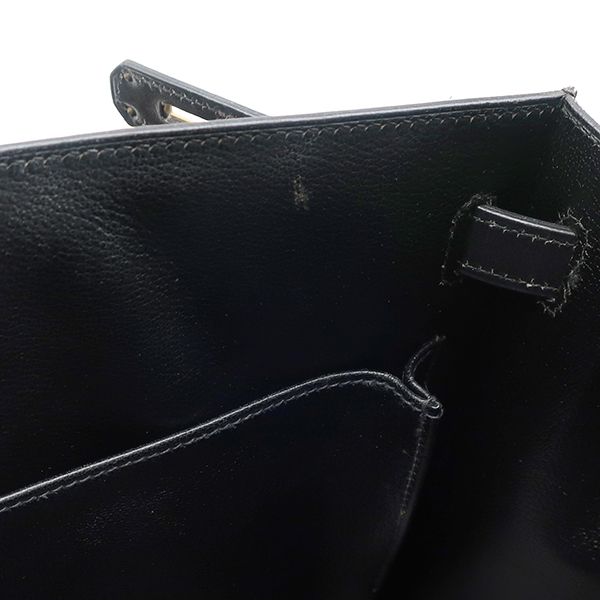 Hermes 2way Bag Kelly 32 Outer Stitch Box Calf Black Gold Hardware Black