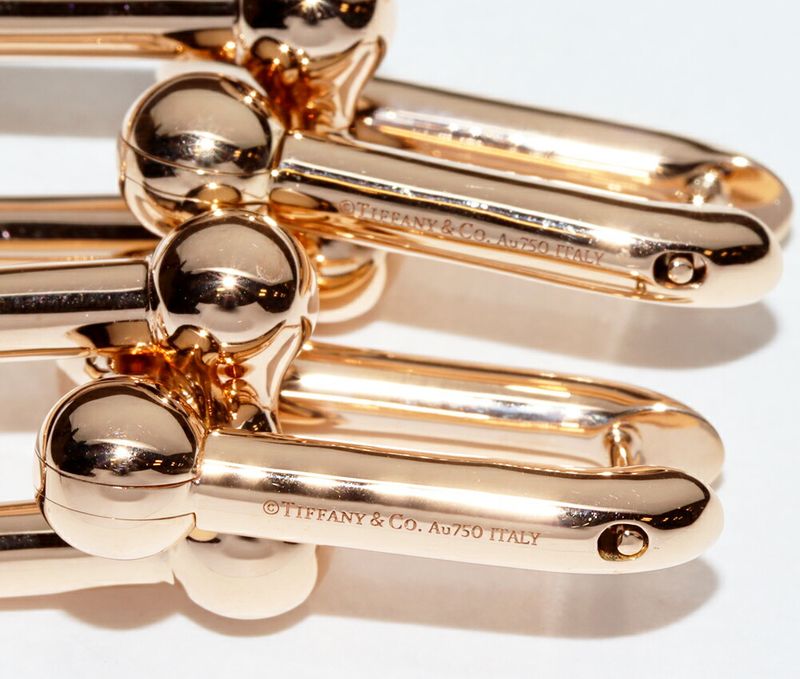 Tiffany & Co Earrings 18K Pink Gold Hardware Large Link Earrings