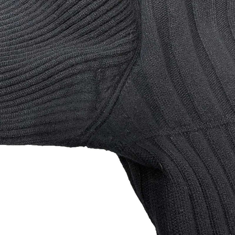 Chanel Ribbed Pleated Wool Knit Dress P59747k07800 Black 36