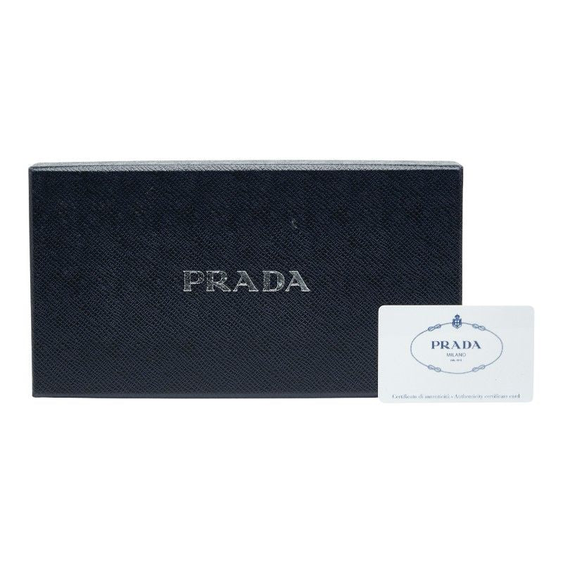 Prada Camouflage Round Zipper Long Wallet Khaki Black Nylon Leather Men Prada