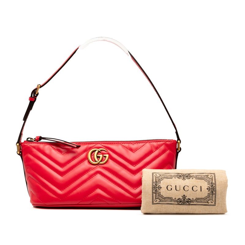 Gucci GG Marmont One Shoulder Bag 739166 Red Leather Women's Gucci