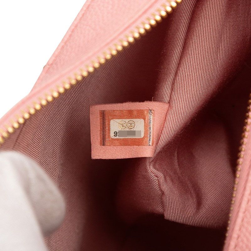 Chanel Matelasse Coco Mark Chain Shoulder Bag Handbag Pink Caviar Skin Women