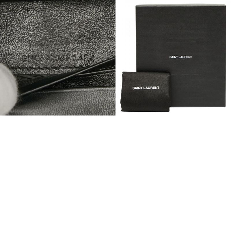 Saint Laurent YSL Cassandra Trifold Compact Wallet 692061 Black Leather Women