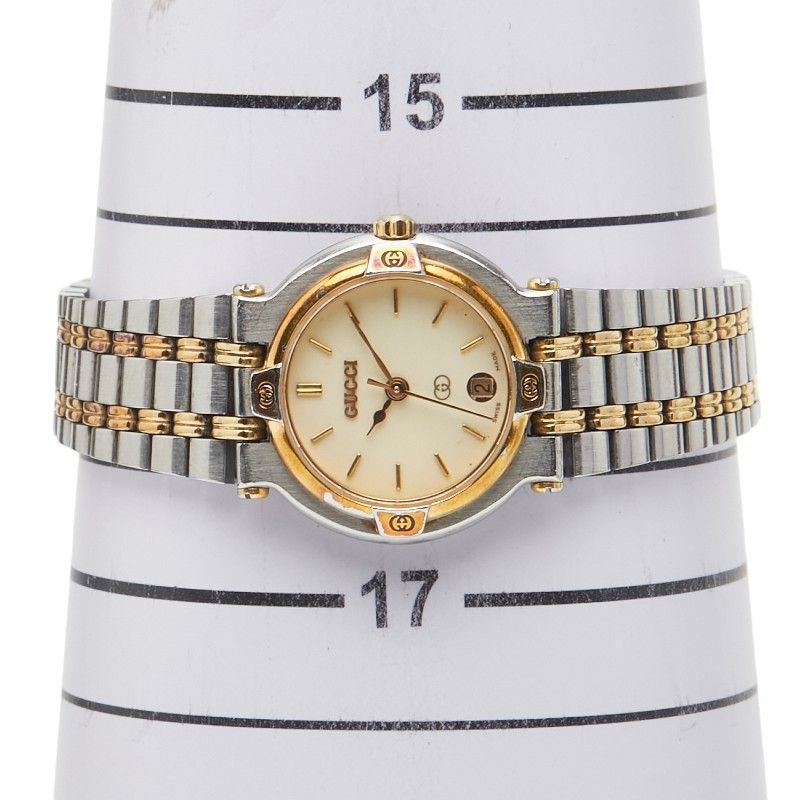 Gucci Interlocking G 9000l Silver Gold Ivory Stainless Steel Plated Ladies Gucci