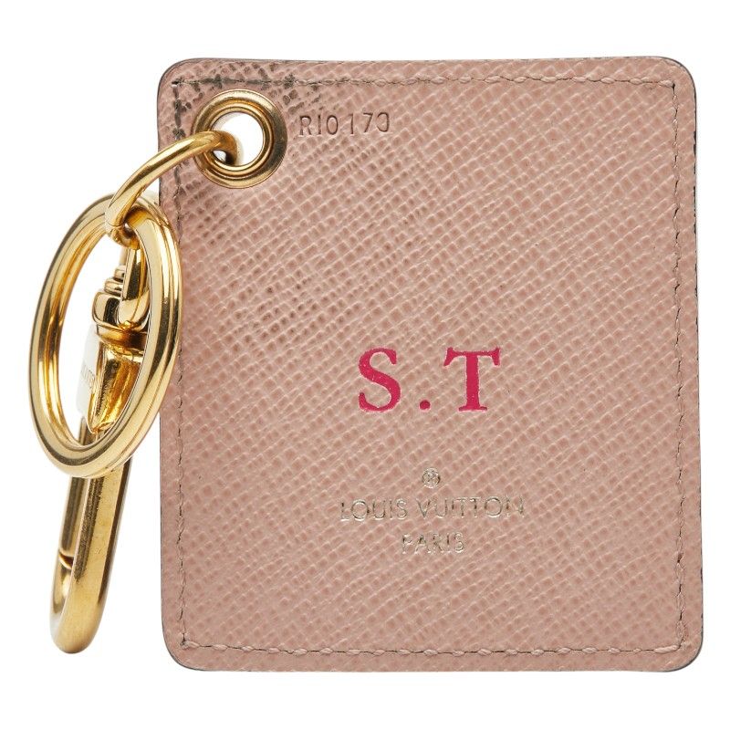 Louis Vuitton Monogram Bag Charm Key Holder Brown Pink PVC Plated Women Louis