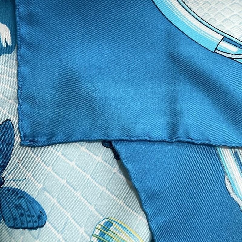 Hermes Scarf Carré 90 Blue×light Blue×multi Farandole/butterfly