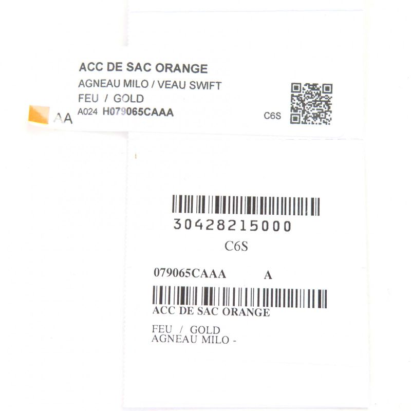 Hermes 079065ca SAC Orange Sac Orange Fou/gold Bag Charm Y Engraved Box Made In