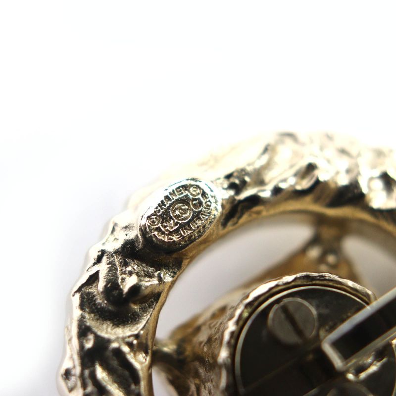 CHANEL 22C Coco Mark Rhinestone Bijoux Hairpin Hair Accessory Gold With Box