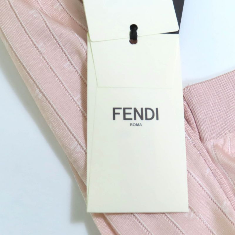 Fendi 2022 Fzx834 Cropped High Neck Long Sleeve Knit Top Pink 38 Made In Italy