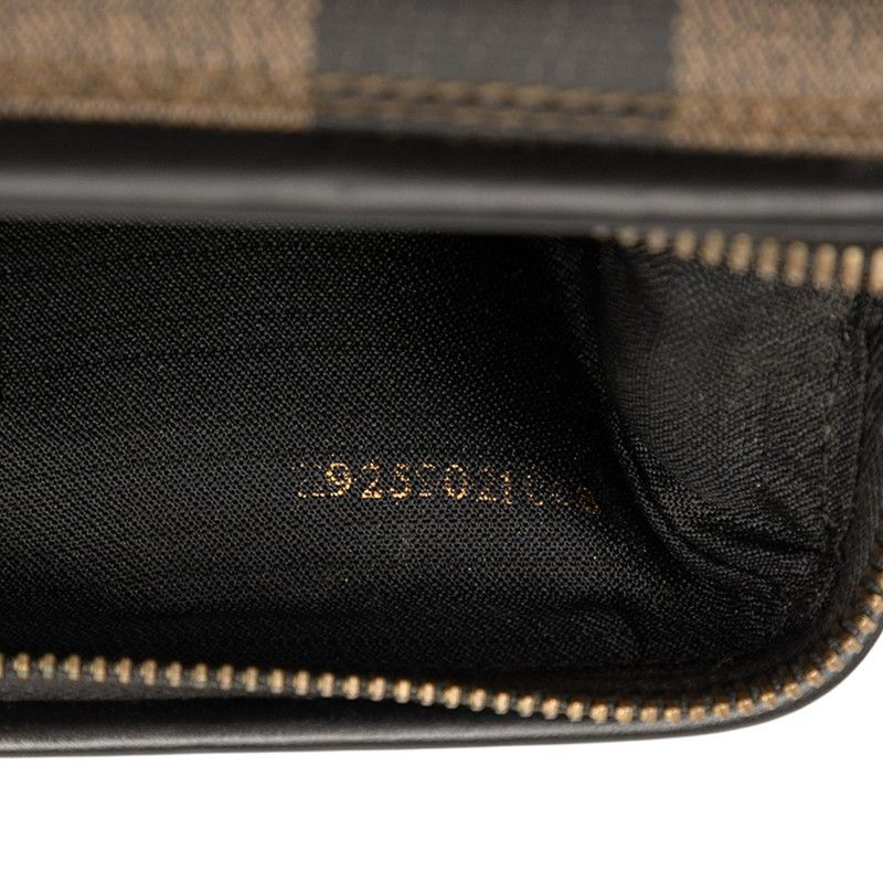 Fendi Pecan Handbag Mini Boston Bag Khaki Brown Black PVC Leather Women Fendi