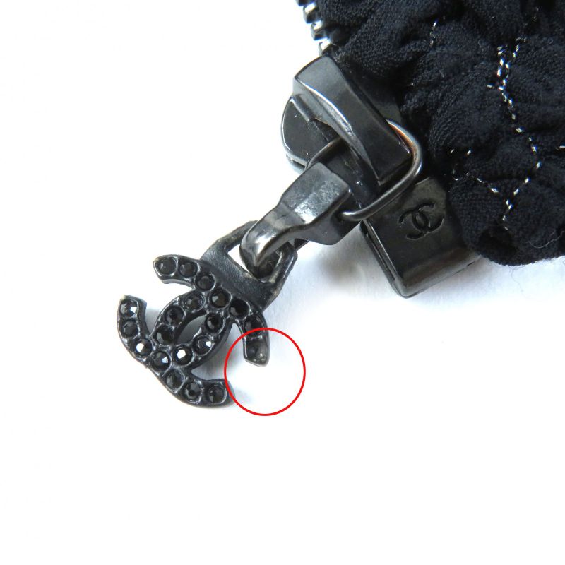 CHANEL 09P P35534 Coco Mark Zip Top With Lame Thread Zip Cardigan Blackish 34