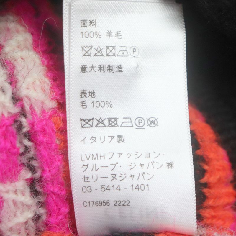 Celine 23AW 2ac22579s 100% Wool Logo Ski Jacquard Knit Oversized Logo Button