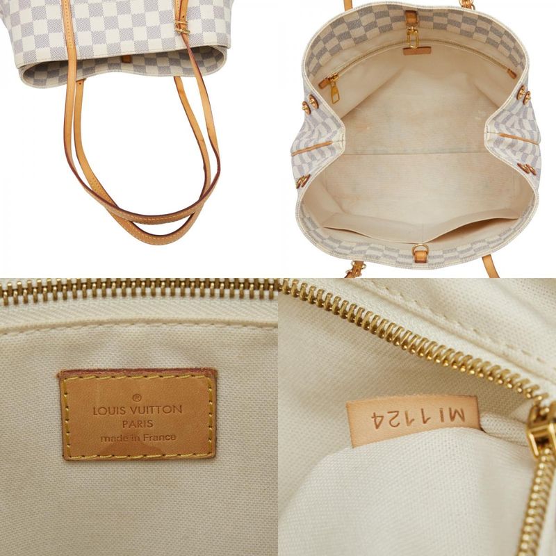 Louis Vuitton Damier Azure Cabas MM Handbag Tote Bag N41375 White PVC Leather