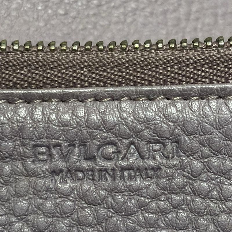 Bvlgari Long Wallet Monete Light Brown×light Purple Leather