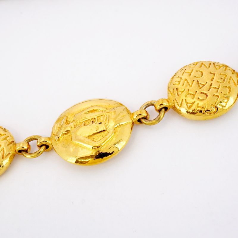 Chanel Necklace Vintage Chanel Logo Mademoiselle GP Plated Gold Ladies