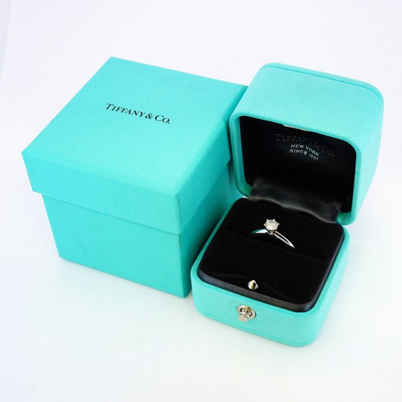 Tiffany & Co Ring Solitaire 1PD Pt950 Platinum Diamond 034ct #8 Ladies