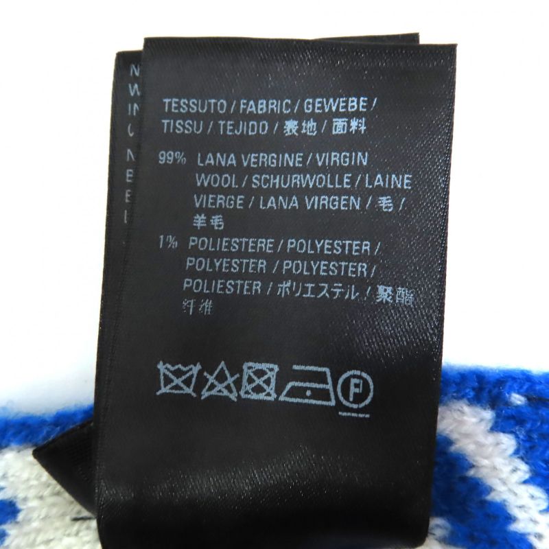 Balenciaga 612960 Wool Jacquard Logo Large Scarf Blue White Made In Italy