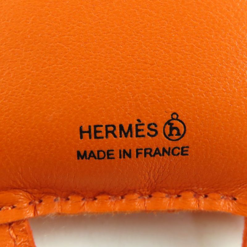 Hermes Petit H Petit Ashe Charm Owl Leather Silk Bagcharm Orange Pink With