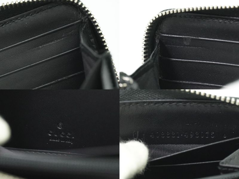 Authentic Gucci New Web Sherry Line GG Supreme Round Zipper Long Wallet Gray