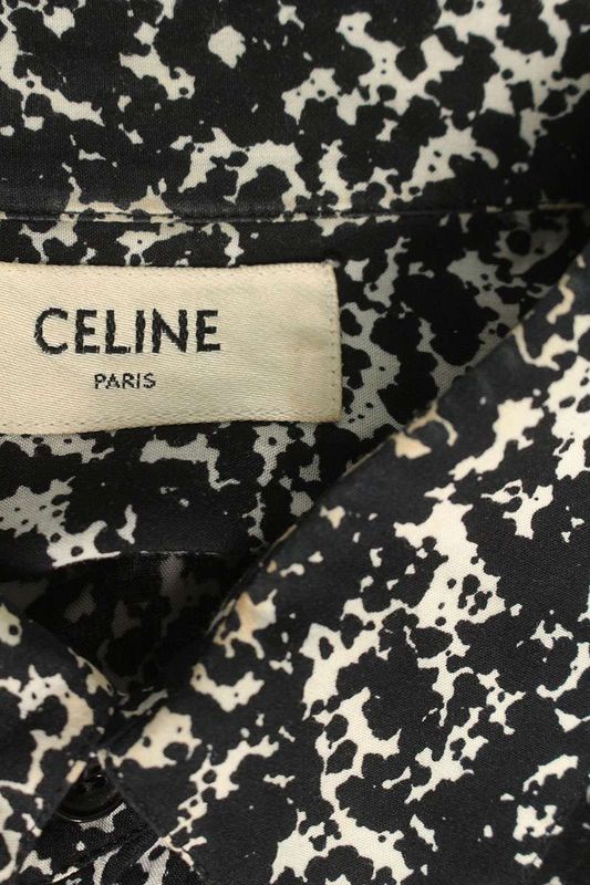 Celine 2c028371f Viscose Classic Marble Long Sleeve Shirt Men's 42