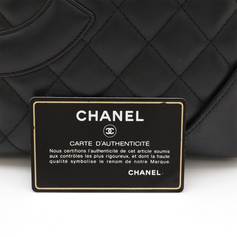 Chanel Cambon Line Medium Tote Shoulder Bag Soft Calf Leather Black Pink A25167