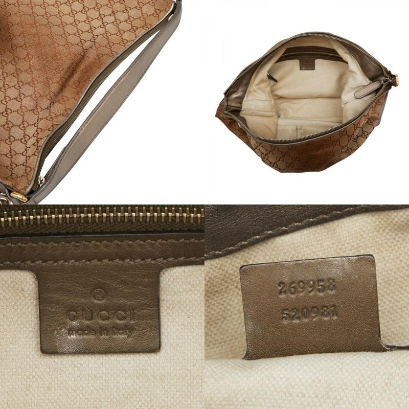 Gucci GG Canvas Heart Bit Bamboo One Shoulder Bag 269958 Brown Canvas Leather