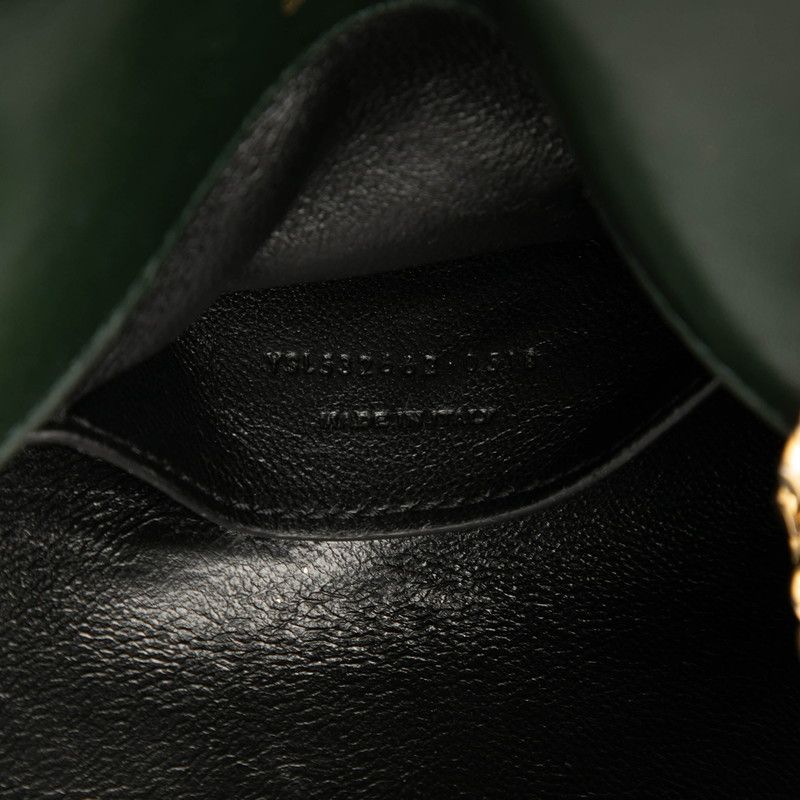 Saint Laurent Logo Chain Shoulder Bag Green Gold Leather Women Saint Laurent
