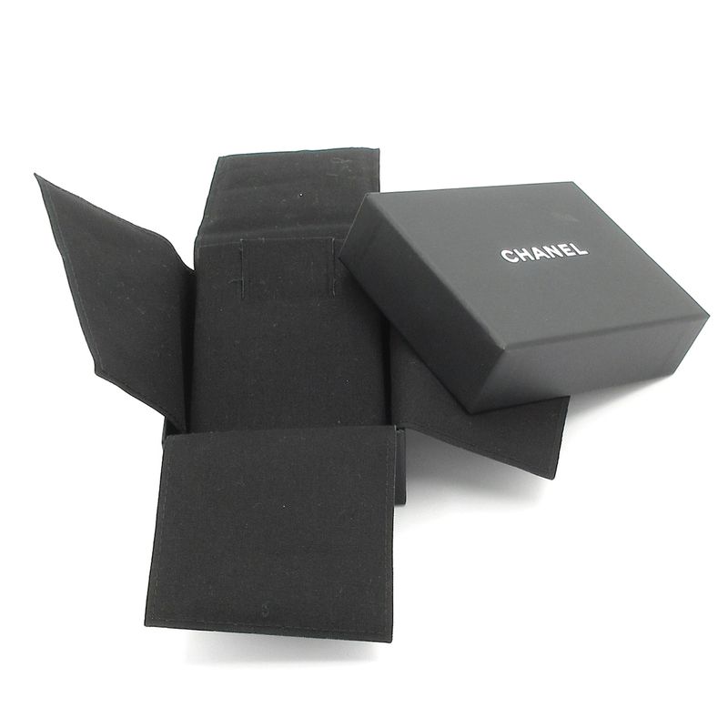 Chanel Earrings Coco Mark Black×gold×white Heart