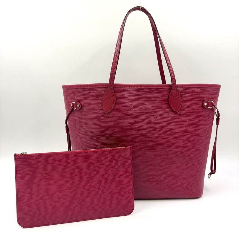 Louis Vuitton Epi Neverfull MM Prune Rose Poudre Leather Burgundy Shoulder Bag