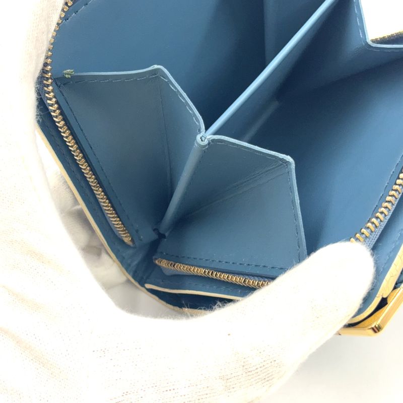 Louis Vuitton Suhari Compact Zipped Fold Wallet With Zipper Leather Blue Gold