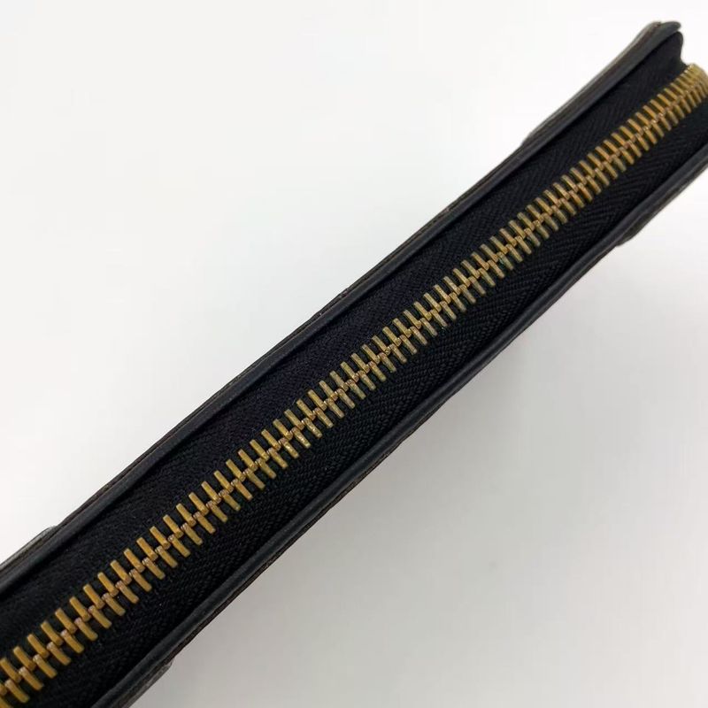 Louis Vuitton Zippy Wallet Monogram Retiro Noir Black Leather ×PVC Brown Round