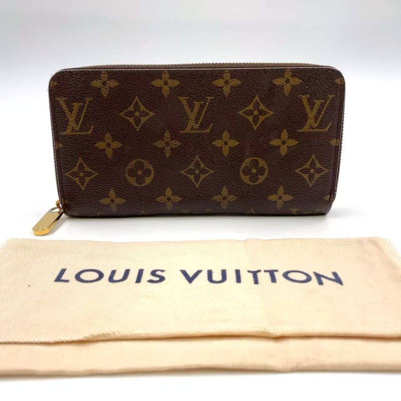 Louis Vuitton Zippy Wallet Monogram PVC Brown Round Zipper Long Wallet Gold