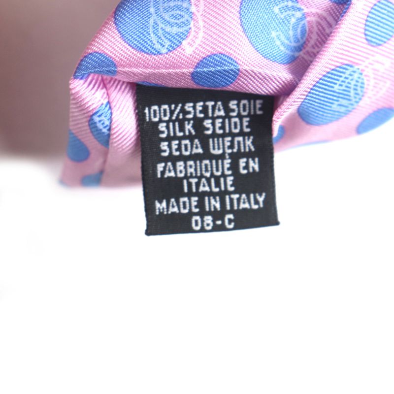 CHANEL 100% Silk Cravat Coco Mark Dot Wide Tie Pink Blue Men's