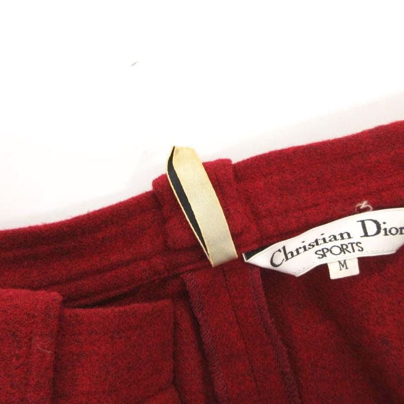 Christian DIOR Pants Slacks Tapered Wool M Red Tuck Roll Up High Waist FF - ECT
