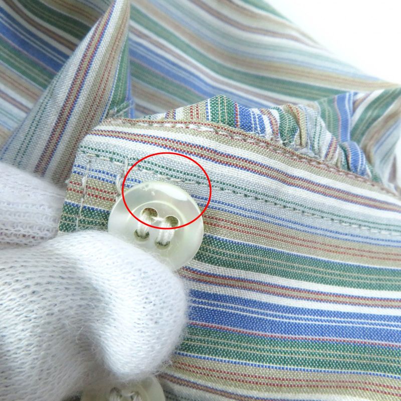 Celine 100% Silk Rare Old Celine Carriage Embroidery Striped Long Sleeve