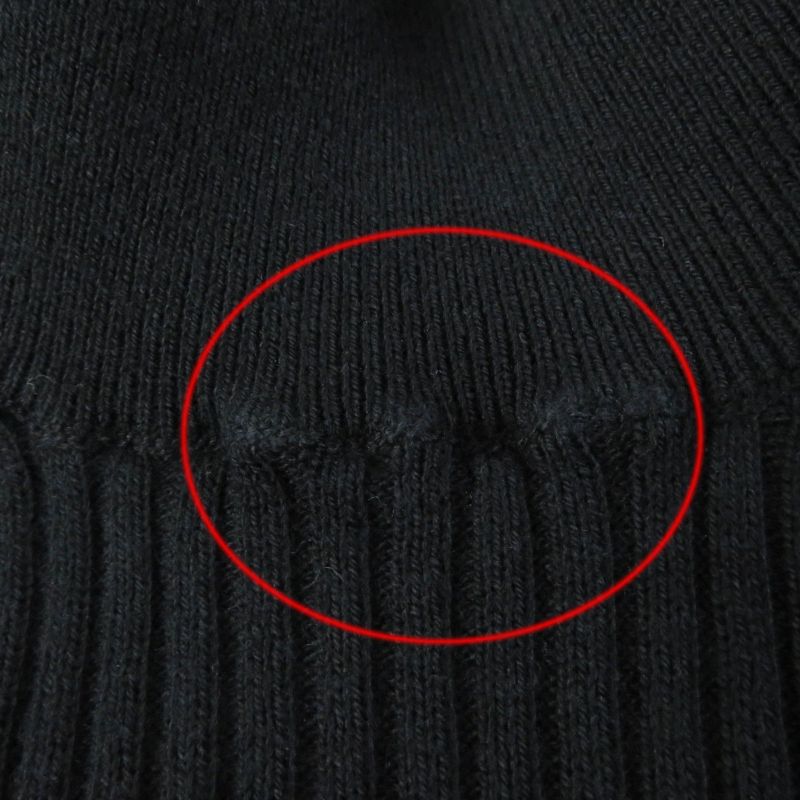 Prada 2023 Dna945 100% Cotton Ribbed Long Sleeve High Neck Knit Top Black 36