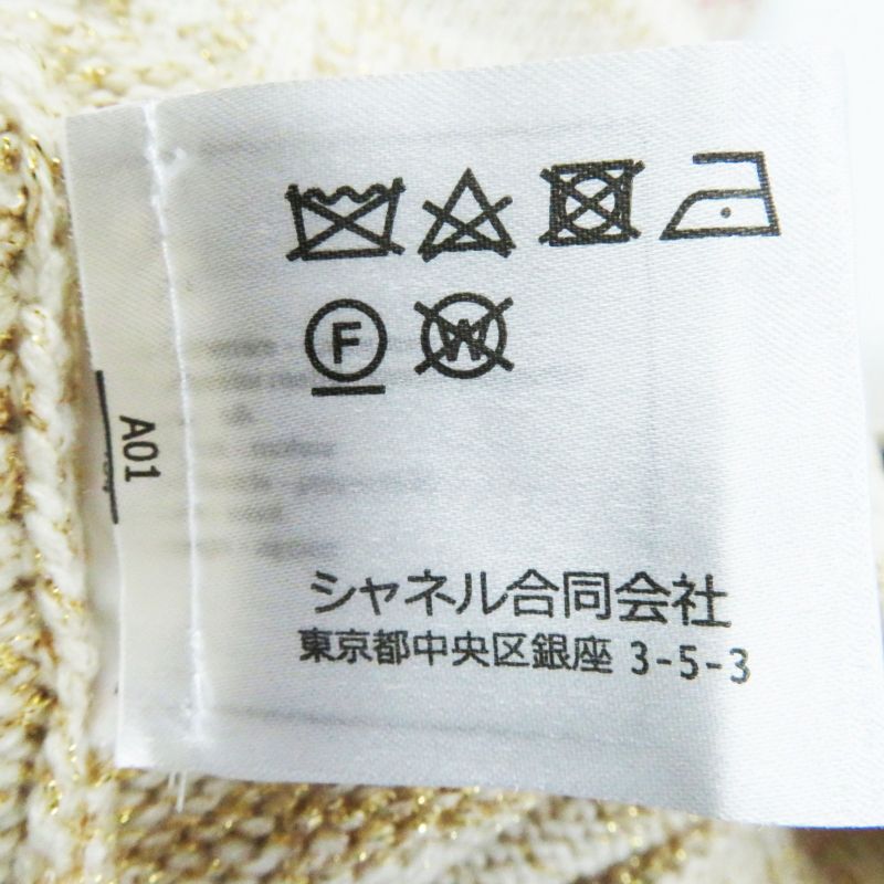 CHANEL 19A P61696 Cashmere With Coco Mark Plate Design Sleeve Long Sleeve Knit