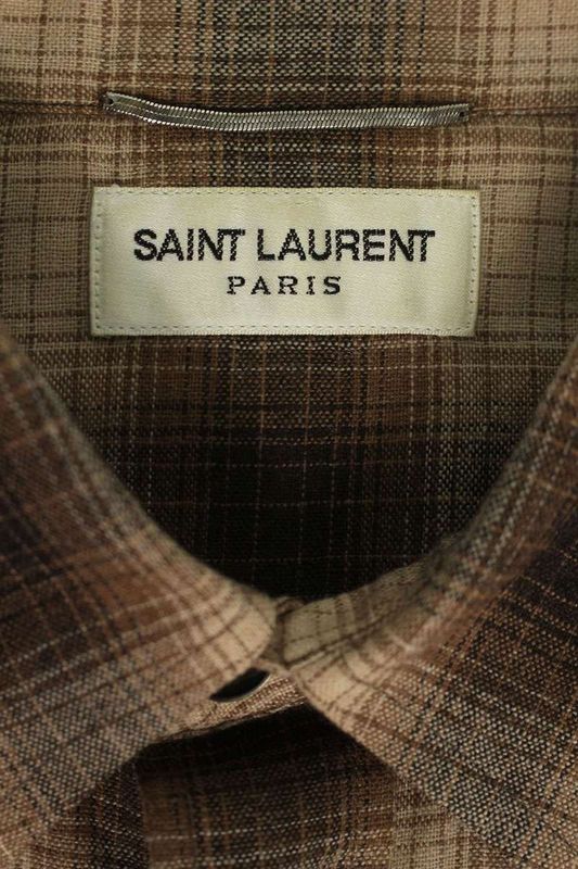 Saint Laurent Paris 15AW 392937 Y743j Cashmere Blend Ombre Check Western Long
