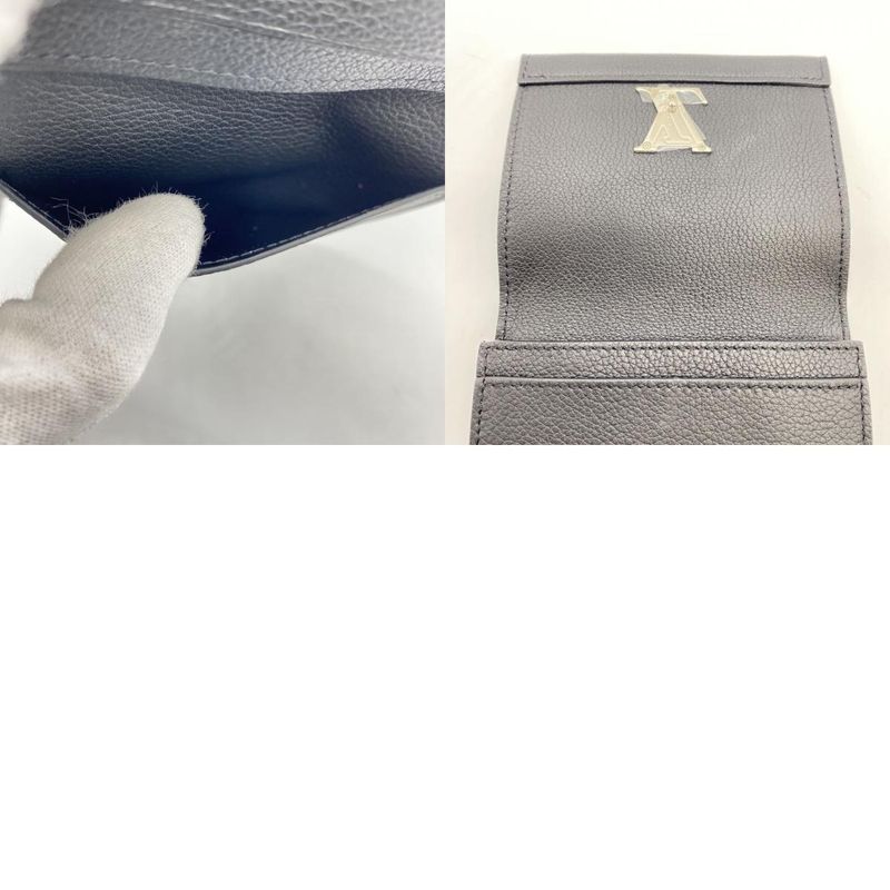 Louis Vuitton M64309 Portefeuille Lock Me 2 Compact Wallet Leather Noir Black