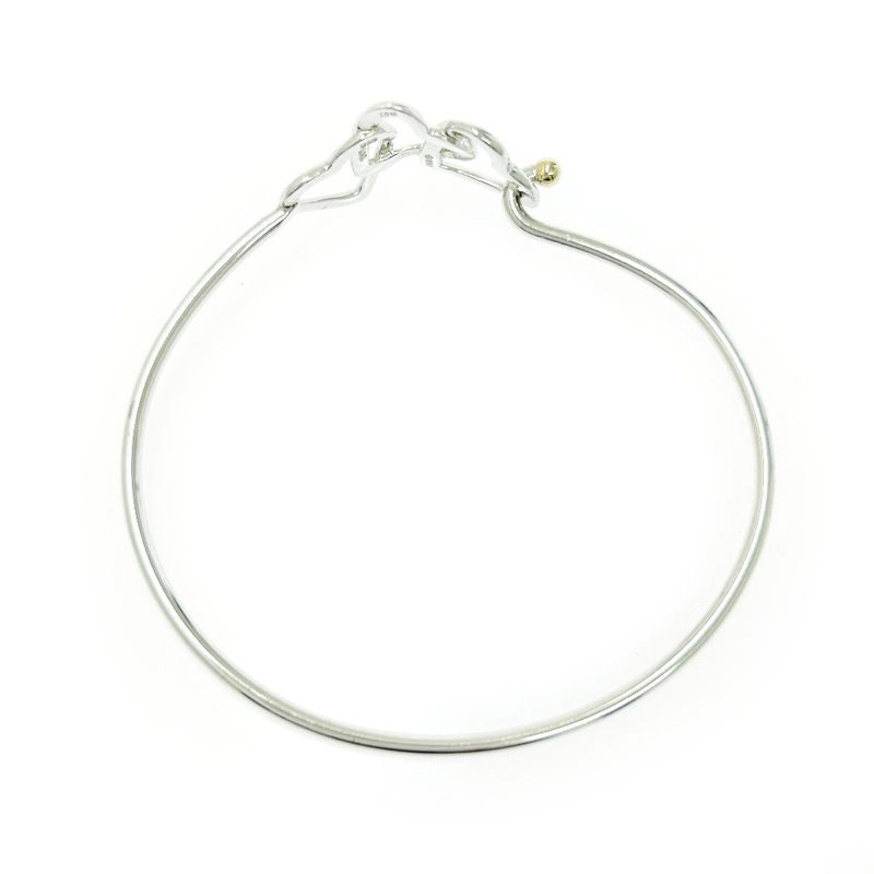 Tiffany & Co Silver Gold Triple Open Heart Bangle 7.7g 925 750 Engraved 493499