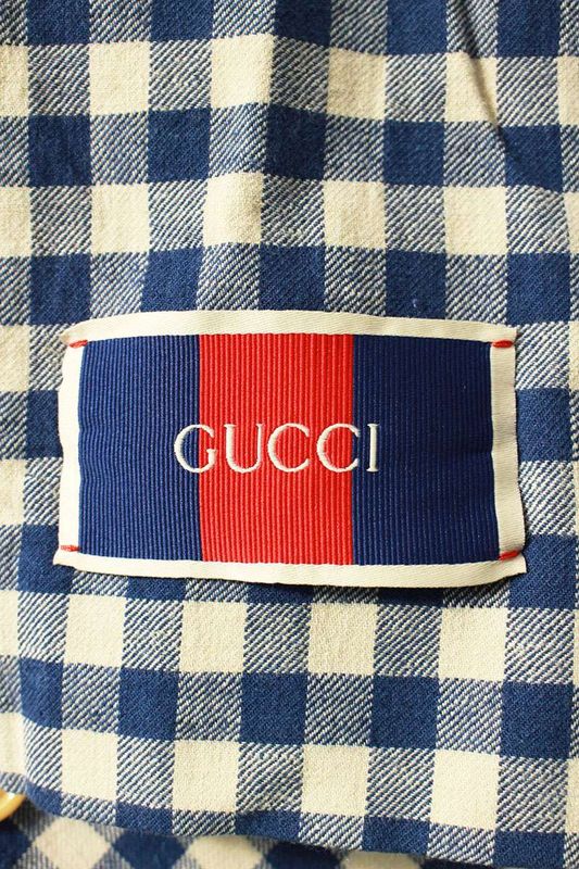 Gucci 739745 Zanfr Linen Check Tailored Jacket Men's 46