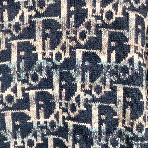 Dior Wool Oblique Allover Knit Sweater L Multicolor Blue AA